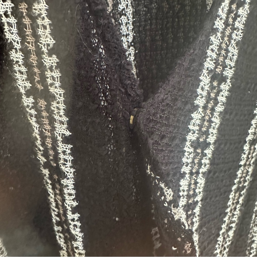 ONEIL Black White Brown Striped Open-Front Knit Cardigan Long Sleeves in Large - Picture 4 of 7
